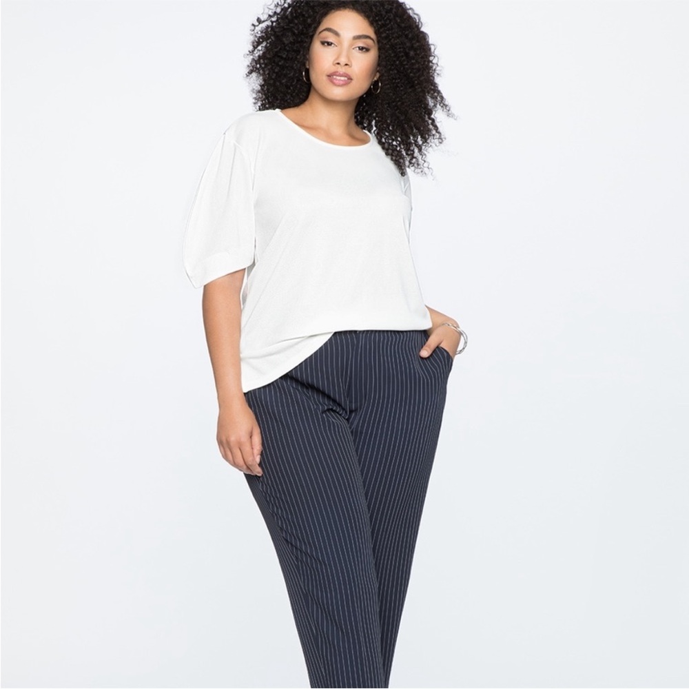 Eloquii Structured Puff Sleeve Top White NWT Sz 26 / 28